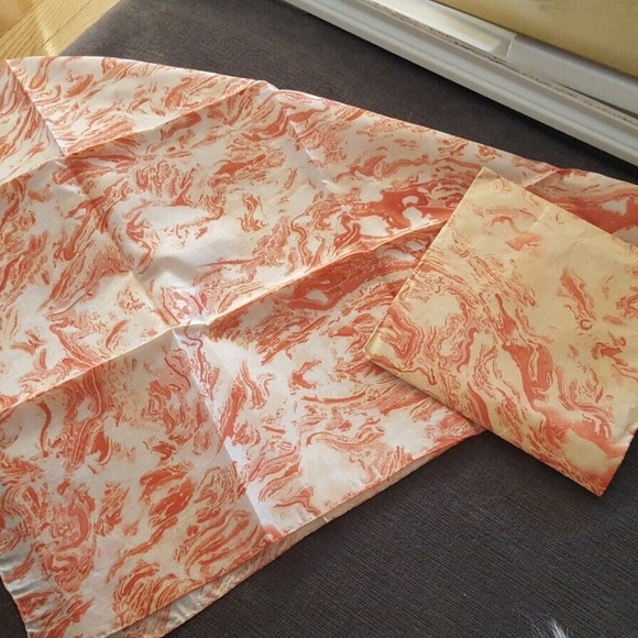 Hand Marbled Fabric Scarf Pinky Peach Coloured - Picture 3 of 3